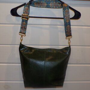 Roomy Dark Green Handbag, Interior Pockets, Zipper, Adjustable Strap Womans Gift